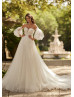 Beaded Ivory Lace Tulle Sweet Wedding Dress With Detachable Sleeves
